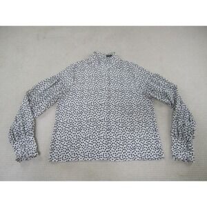 Celmia Collection Shirt Womens 3XL White Black Flowers Mandarin Neck Polyester